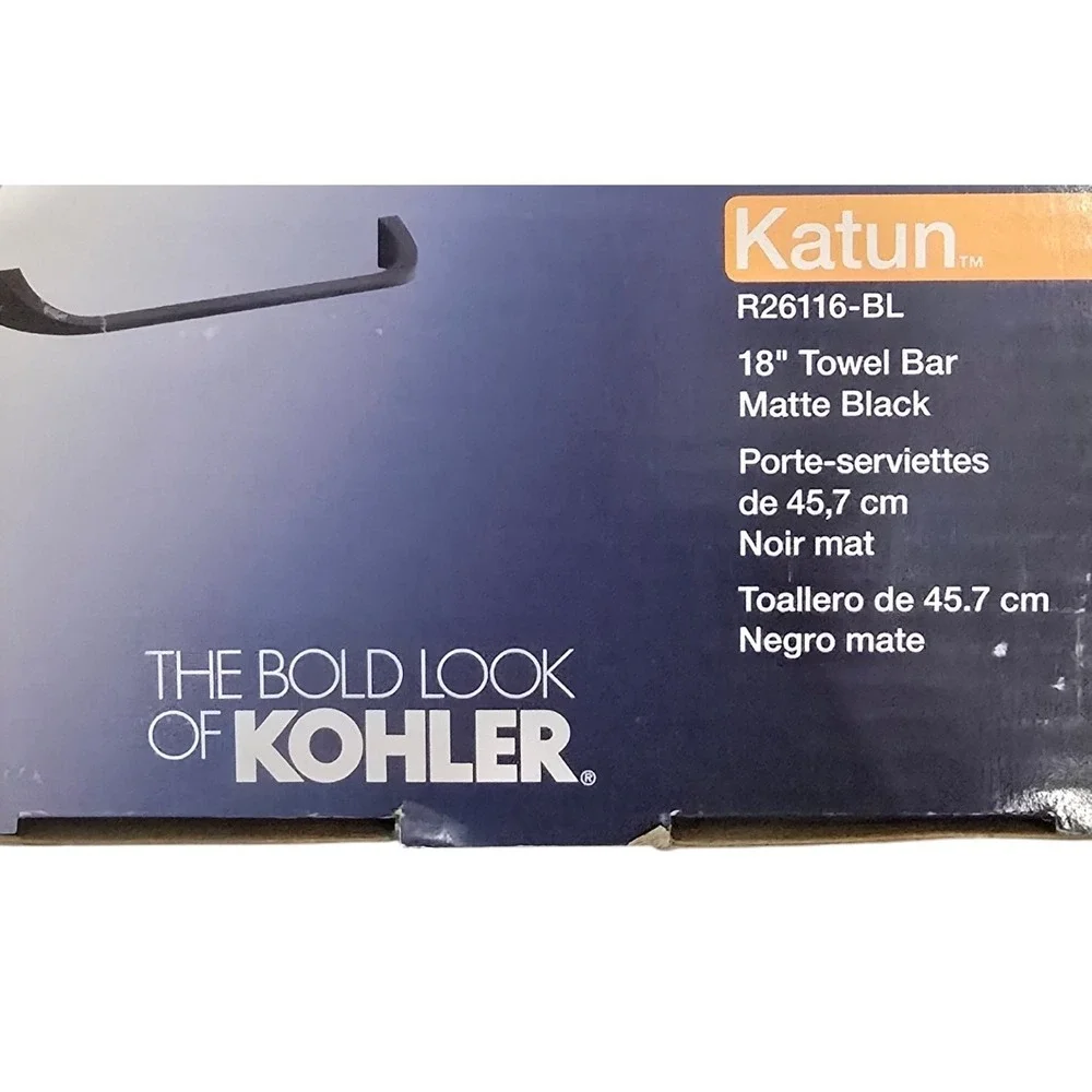 KOHLER Katun 18 in Wall Mounted Towel Bar‎ Matte Black R26116-BL Bathroom
